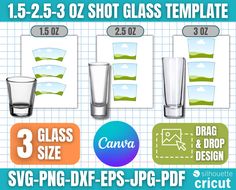 three shot glass templates for photoshopping