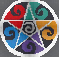 a cross stitch pattern with four different colors in the shape of an o - letter