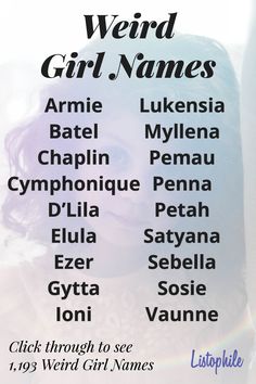 an advertisement for the weird girl names contest