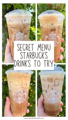 starbucks drinks with the words secret menu starbuckss drinks to try on top and bottom