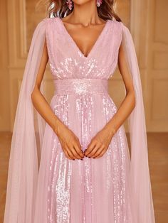 Line Dresses, A Line Dresses, Mesh Fabric, Pink Dress, Stylish Outfits, A Line Dress, Vintage Dresses, Sequin, A Line