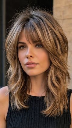 Medium-Length Shag Haircuts Face Framing Layers With Bangs, Hair Styles Over 50, Styles Over 50, Hair Types, Hair Goals