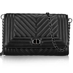 PRICES MAY VARY. Premium Leather Handbags for Women: Voikukka women's crossbody handbags is made of the high quality PU leather, which is lightweight, durable and soft. REMOVABLE STRAP: This bag with 50" long removable chain strap suitable for most adults. Can be used as quilted handbag, crossbody bag, clutch purse or cross body phone wallet. STRUCTURE OF SMALL PURSE: 8" H x 5" L x 2" W, The women's black purse has 3 pockets, 1 main compartment, 1 open compartment, 1 pocket with zipper. Ideal fo Quilted Purse, Capsule Wardrobe Essentials, Black Crossbody Purse, Quilted Purses, Quilted Handbags, Leather Handbags Crossbody, Straw Tote, Chain Crossbody Bag, Black Purses