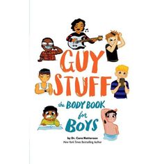 the cover of guy stuff book for boys, with various cartoon characters and words on it