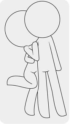 a drawing of two people hugging each other with one holding the other's head