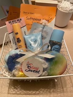 This blue bath set is a cute gift for any occasion. All gift sets are plastic wrapped with a ribbon bow and gift tag. Can be ordered with or without the candle. 9pcs: Reusable white metal basket, face mask, face exfoliating gel, all-over moisturizing balm, PINK body spray, PINK body lotion, blue donut bath bomb, 3oz soy candle in rainbow tin (scent varies but all smell amazing), sweet treat. *No refunds. Please message before ordering with any questions or concerns. Processing is 1-2 business days. Shipping in the US is 2-5 business days. Pink Body Spray, Pink Body Lotion, Bath Gift Basket, Face Exfoliating, Blue Donuts, Metal Basket, Blue Bath, Bath Gift, Bath Set