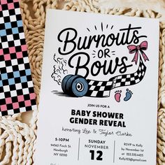 a baby shower is shown next to a checkered blanket