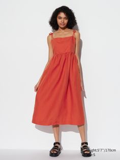 Linen-Blend Camisole Dress | UNIQLO US Glastonbury Outfits, Uniqlo Dress, Summer Shoe, 2024 Outfits, Camisole Dress, Uniqlo Women, Holiday Outfit, Getting Dressed, Spring Summer 2024