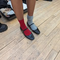 Red Socks Aesthetic, Odd Socks, Nyc Spring, Red Socks, Style Instagram, Jane Birkin, November 23, Shoes Outfit, Open Toe Shoes