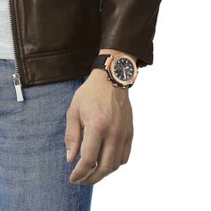 With a touch of business elegance, this T-Race chrono watch from Tissot combines style with a sports edge. The brushed rose gold-tone stainless steel case is 45mm In brushed gray, the dial features rose gold-tone hands and indexes with SuperLuminova®, date display, scratch-resistant sapphire crystal with antireflective coating, and three chrono dials Features Swiss quartz movement and battery end-of-life indicator The back silicone strap secures with a buckle clasp Water-resistant to 100 meters Modern Rose Gold Chronograph Watch For Business, Rose Gold Automatic Chronograph Watch, Modern Style, Modern Automatic Rose Gold Chronograph Watch, Modern Rose Gold Chronograph Watch With Subdials, Modern Rose Gold Automatic Chronograph Watch, Modern Rose Gold Watch With Tachymeter, Business Rose Gold Chronograph Watches, Rose Gold Chronograph Watch With Tachymeter, Tissot T Race