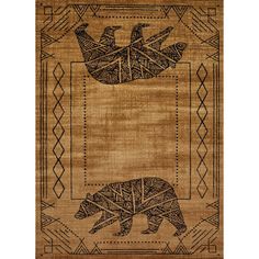 an animal rug with two bears in the middle and one bear on it's back