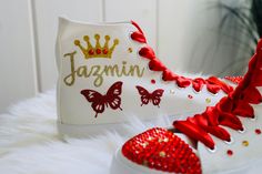 Pick your own colors and Personalized Dancers Sneakers for your Quinceañera. Remember to add your name and the date of the event on the Personalization tab. Perfect match for that dress, don’t forget to ask us for a matching Tiara - Crown. You can search in our Etsy store - GuiltychicPrint for more information about our reviews.🌟Includes🌟- Pick shoelace colors. - The toe top is covered with bright rhinestones.- On the sides of the shoe (right & left), the idea/name/date is printed in solid or glitter color.- Date of the event on the back🧡You will receive🧡- One pair of Personalized sneaker canvas off-brand- One special custom bag for the shoes🙏Working together🙏- You can pick a combination of the colors. See the letter color options below.- Please enter the date of the celebration and Customizable Lace-up Sneakers For Gift, Customizable Lace-up Sneakers For Gifts, Customizable Low-top Sneakers For Gift, Customizable Low-top Sneakers As A Gift, Customizable Low-top Sneakers As Gift, Customizable White Sneakers For Party, Customizable High-top Sneakers For Gifts, Customizable High-top Sneakers For Gift, Customizable High-top Sneakers As A Gift