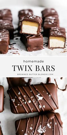 homemade twix bars with chocolate on top