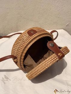 Bird in Bag - Two-Tone Straw Bag with Snap Closure Summer Brown Bucket Bag With Phone Pocket, Brown Travel Satchel With Single Handle, Brown Single Handle Satchel For Travel, Brown Single Handle Bucket Bag For Travel, Tan Shoulder Bag With Adjustable Strap For Vacation, Casual Tan Crossbody Shoulder Bag, Casual Brown Satchel With Single Handle, Tan Travel Bags For Summer, Casual Tan Bucket Shoulder Bag