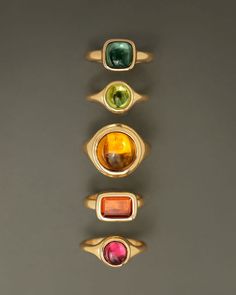 The Empire Ring by George Rings | Padparadscha Solitaire Sweet Ring, Luxury Jewelry Brands, The Monarch, The Duchess, Pink Stone, Jewelry Inspo, Green Tourmaline, Blue Rings, Schmuck Design