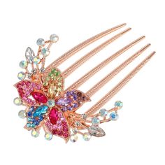 Embellished with intricate floral designs and vibrant, sparkling rhinestones, this exquisite hair comb adds a touch of elegance and sophistication to your ensemble. Its soft yet durable wiring ensures flexibility, allowing for easy and comfortable placement in your hair, thanks to a well-designed clip mechanism. Perfectly suited for a myriad of special events such as weddings, anniversaries, evening parties, proms, and holidays like Valentine's Day and Christmas, this hair accessory elevates any celebration with a touch of glamour. This rhinestone hair comb is designed with exquisite flowers and inlaid with colorful rhinestones, making you more generous and beautiful. Soft and durable wire is flexible, the clip design is easy to fix in hair. Crystal Hair combs are made of rhinestone, pearl Side Comb, Rhinestone Hair Comb, Clip Design, Crystal Hair Comb, Flower Hair Comb, Rhinestone Hair, Crown Headband, Hair Combs, Flower Hair Accessories