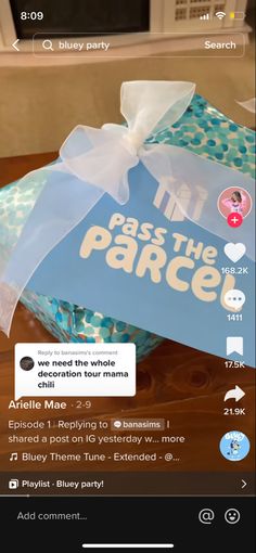 an image of someone's facebook page on their phone with the message pass the parcel