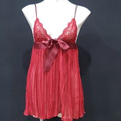 Beautiful Cranberry*Burgundy*Dark Red Nighty, Adjustable Spaghetti Straps, Satin Bow On Front. Crinkle Chiffon Is Sheer. Nwot. Freshly Dry Cleaned. Reposhing Due To Size. Bin 24-5 Black Sleepwear, Heart Lingerie, Green Lingerie, Red Slip Dress, Maxi Slip Dress, Silk Slip Dress, Babydoll Lingerie, Lace Slip, Satin Slip