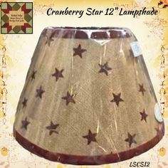 12"D Bottom Cranberry Stars Lampshade Homemade Lamps, Burlap Lampshade, Calendar Holder, Star Lampshade, Wreath Hangers, Saltbox Houses, House Star, Pineapple Decor