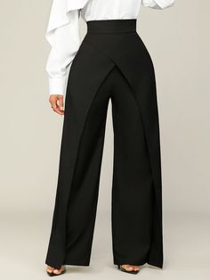 Stylewe offers stylish and concessional Fashion Pants.. SPU: 14FA7UAC7D, Color: Black, Edition type:Regular Fit, Style:Urban. Official Trousers For Ladies, Womens Business Attire Professional, Fashion Wide Leg Pants, Corporate Girl, Womens Business Attire, Womens Business, Business Clothes, Style Wide Leg Pants, Fashion Black And White