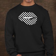 Buy Checkered Black White Lip Gift Cute Checkerboard Shirt at Fantasywears. Hight quality products with perfect design is available in a spectrum of colors and sizes, and many different types of shirts! Unisex T-Shirt – 100% Cotton (fiber content may vary for different colors) – Medium fabric (5.3 oz/yd² (180 g/m²)) – Classic fit – Tear away the label – Runs true to size Women T-Shirt – 100% combed ringspun cotton (fiber content may vary for different colors) – Light fabric (4.3 oz/yd² (146 g/m² Retro Black Shirt For Fall, Black Cotton Sweatshirt With Sublimation Print, Black Retro Shirt With Screen Print, Retro Black Shirt With Screen Print, Black Casual Sweatshirt With Sublimation Print, Trendy Graphic Design Crew Neck Shirt, Black Short Sleeve Sweatshirt With Graphic Print, Black Long Sleeve Shirt With Sublimation Print, Trendy Black Tops With Custom Print