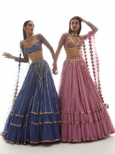 This set features a v neck blouse with a double-tiered full sequin copper hand embroidered lehenga. Fabric: Dupatta - Net; Lehenga - Georgette; Blouse - Georgette Color: Pink Care: Dry Clean Only A... Indian Outfits Lehenga, Wedding Lehenga Designs, Lehenga Designs Simple, Punjabi Outfits, Traditional Indian Dress, Indian Dresses Traditional, Traditional Indian Outfits, Indian Lehenga, Indian Bridal Outfits