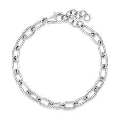 Timeless Diamond Bracelet With Solid Link Construction For Everyday, Timeless Diamond Bracelet With Solid Link Construction, Timeless Everyday Diamond Bracelet With Solid Links, Everyday Timeless Diamond Bracelet With Solid Links, Classic Link Chain Diamond Bracelet, Classic Diamond Chain Bracelet With Solid Link, Diamond Chain Link Bracelet In White Gold, Modern Diamond Link Bracelet, Modern Link Diamond Bracelet