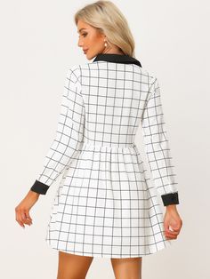 Shop Allegra K for casual grid plaid long sleeve contrast color collared shift dress you are looking for, get more women's dresses for yourelf. Order now! Free Returns! Shirt Dress White, Collared Shirt Dress, Collared Shirt, Dress White, Collar Shirts, Women's Dresses, Order Now, Shift Dress, Contrasting Colors