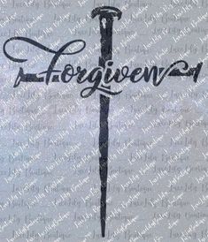 "File bundle of plain cross and cross of nails with \"Forgiven\" written across.  Also includes plain cross of nails and \"Forgiven\" as a separate file.  Files are zipped and can be downloaded from  Etsy as soon as purchase has been completed.  To unzip files Open File Explorer and find the zipped folder. To unzip the entire folder, right-click to select Extract All, and then follow the instructions. To unzip a single file or folder, double-click the zipped folder to open it. Then, drag or copy the item from the zipped folder to a new location. Please contact me with any questions or issues with downloads.  No refunds." Cross Of Nails Tattoo, Nail Cross Tattoo, Forgiven Tattoo Men, Unique Cross Tattoos, Cross Tattoo On Wrist, Scripture Tattoos, Memorial Tattoo Quotes, Cross Drawing, Christian Drawings