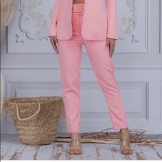 Pants, Available In Both Black And Pink. Perfect For Office Attire Pink Fitted Straight Leg Dress Pants, Fitted Pink Straight Leg Dress Pants, Pink Trousers With Belt Loops, Casual Pink Ankle-length Dress Pants, Fitted Pink Dress Pants With Straight Leg, Spring Party Pants With Belt Loops, Elegant Pink Ankle-length Dress Pants, Elegant High-waisted Pink Pants, Elegant Pink High-waisted Pants