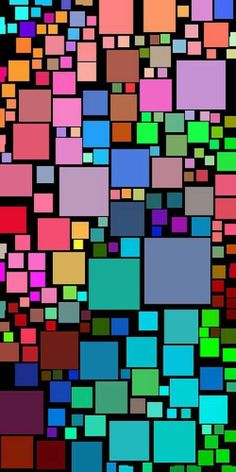 colorful squares are arranged in an abstract pattern