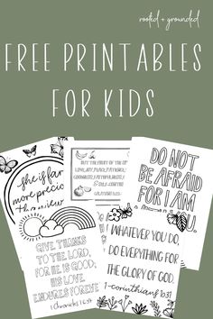 free printables for kids with the words, bible verses and pictures on them