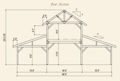 a drawing of a house with measurements for the roof