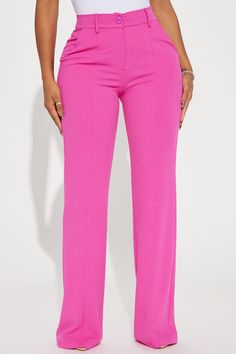 Available In Fuchsia And Black. Trouser Pant High Rise Button & Zip Closure Wide Leg Pintuck Front Stretch 95% Polyester 5% Spandex Imported | Heidi Wide Leg Trouser Pant in Fuchsia size 1X by Fashion Nova Pin Tucks, Trouser Pants, Fashion Nova, Wide Leg, High Rise, Trousers, Spandex, Size Medium, My Style