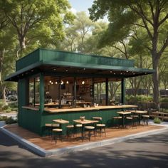 an artist's rendering of a small outdoor restaurant