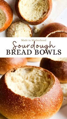 sourdough bread bowls with text overlay