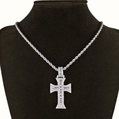 Brand New Men's White Gold Diamond Cross Necklace 14k White Gold Plated Sterling Silver Genuine 2ct Lab Created Radiant Cut Diamonds 24" Braided Rope Chain Necklace Measurements Of The Pendant - 1.9" X 1" Retail Price $400 Buy With Confidence From A Trusted Seller With A 99%+ Feedback Rating! *Also Available In Yellow Gold A1094 (Id-1658-) Gold Diamond Cross Necklace, White Gold Cross Necklace, Diamond Cross Necklace Gold, Necklace Measurements, Diamond Cross Necklace, Rope Chain Necklace, Gold Cross Necklace, Radiant Cut Diamond, Braided Rope