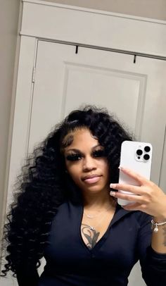 Deep Wave Wig Outfit, Black Lace Front Hairstyles, Frontal Wig Hairstyles, Quick Weave Hairstyles, Frontal Hairstyles, Pretty Braided Hairstyles, Hot Hair Styles, Hair Ponytail Styles, Dope Hairstyles