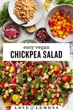 easy vegan chickpea salad with tomatoes and onions