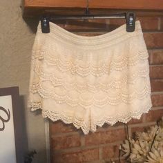 Nwt Rue 21 Ivory Crocheted Shorts With Lining. Crocheted Shorts, Crochet Short, Rue 21, Rue21, Womens Shorts, Cream, Crochet, Women Shopping, Color