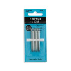 the st thomas and sons screw needles are packaged in a package