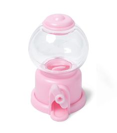 a pink gumper dispenser is shown on a white background, with the lid open