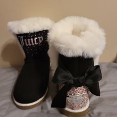 Brand New Ready To Ship Winter Glitter Print Boots With Round Toe, Winter Boots With Glitter Print And Round Toe, Winter Boots With Glitter Accents And Round Toe, Casual Glitter Boots For Party, Casual Glitter Party Boots, Kids Black Boots, Black Patent Leather Boots, Sequin Boots, Floral Boots