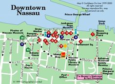 a map showing the location of downtown nassau