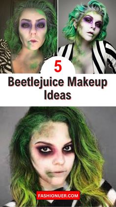 Get creative with these 5 Beetlejuice-inspired makeup ideas. Perfect for summer events and costume parties, these looks are bold, spooky, and sure to turn heads. Embrace your inner goth with these standout makeup designs. #BeetlejuiceMakeup #SummerLooks #CreativeMakeup Ladies Beetlejuice Costume, Beetlejuice Woman Makeup, Female Beetlejuice Costume Makeup, Beetlejuice Hair Female, Lady Beetlejuice Costume, Womens Beetlejuice Costume Diy, Girls Beetlejuice Costume