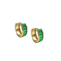 Peyton Emerald Cz Huggies – Sahira Jewelry Design Ear Stacking, Ear Stack, Style Watch, Boutique Accessories, Gold Filled Jewelry, Ladies Boutique, Cz Stone, Semi Precious Gemstones, New Black