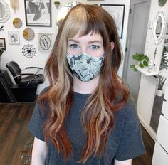 Ginger Color Block Hair, Color Block Hair Pink, Hair Colorblocking, Block Color Hair, Fall Inspired Hair Color, Color Blocking Hair, Split Bangs, Colorblock Hair, Hairstyles And Colors