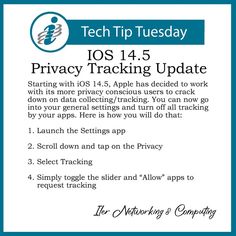 a poster with the text tech tip tuesday privacy tracking update