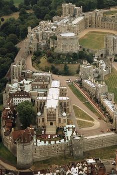 an aerial view of windsor castle in england