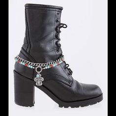 Nwt/Trending Now! Tory's Timeless Treasures/Antique Cross Boot Bracelet! Silver/Turquoise/Red Coral Antique Cross Charm Tiered Boots Chain Anklet Approx. 12" Length Lobster Claw Clasp With 2" Extender Add/This Unique Anklet To Your Boot And Make A New An Exciting/Sure To Catch And Start A New Fashion Trend **Note** Just Arrived/Beautiful Must See To Believe!! Red Heart's Valentine's Day Sale Anklet Silver, Jewelry Basket, Boot Chains, Boot Bracelet, Boot Jewelry, Wrap Jewelry, Chain Anklet, New Fashion Trends, Cross Charms